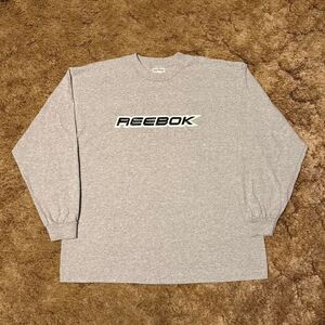Vintage 90s Reebok Logo Long Sleeve Tee Grey Large